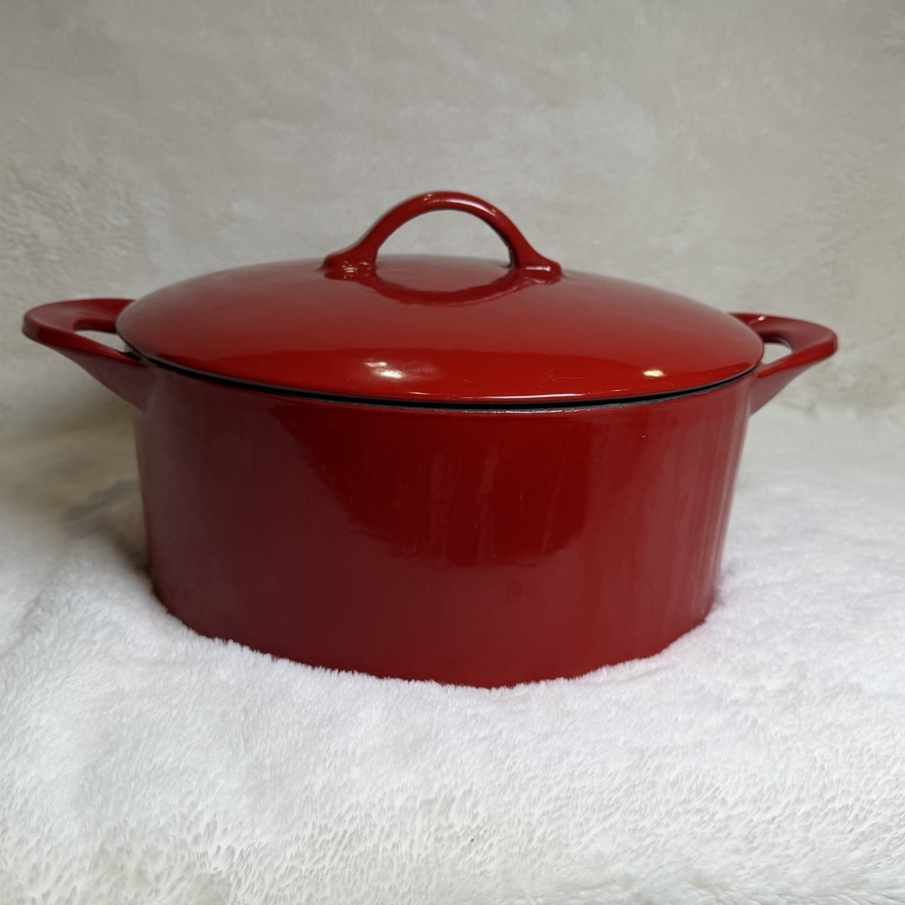Giada De Laurentiis 6qt Dutch Oven Cast Iron Red Double Handles Pre-Owned